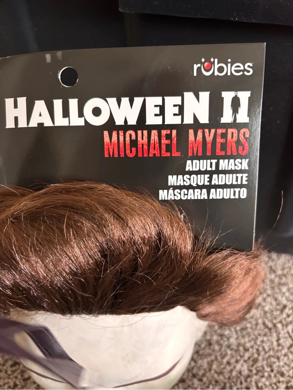 Michael Myers Halloween Face Mask with Brown Wig Hair 14+ Adult Teen
